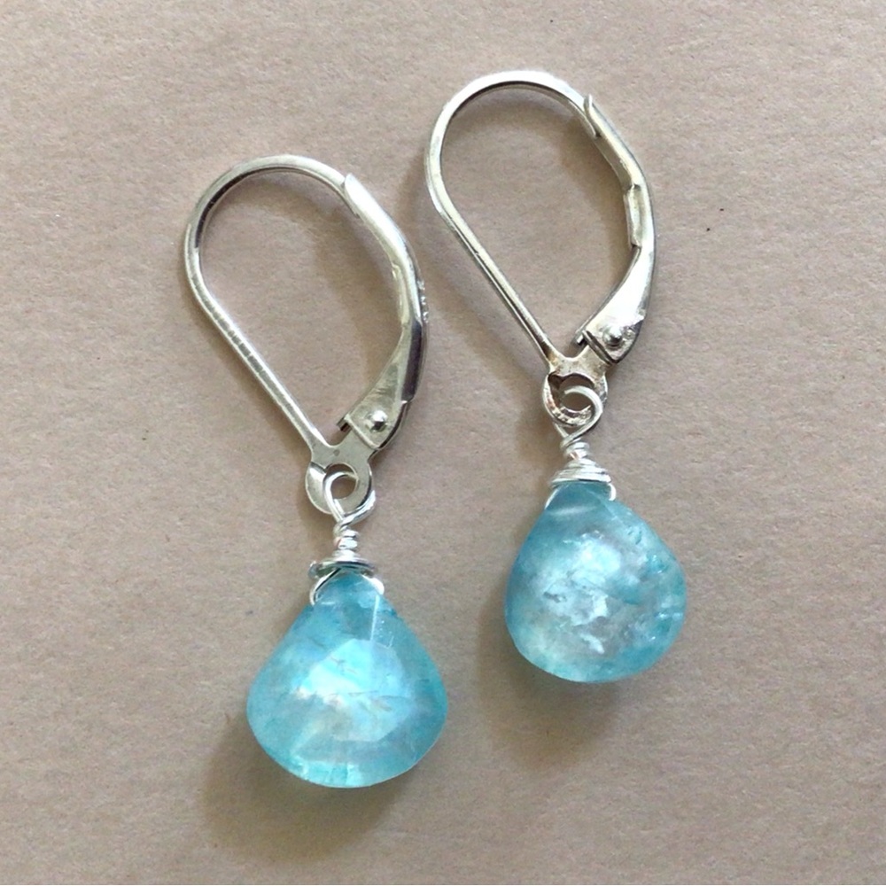Natural Aquamarine Sterling Silver Sundance Charm Earrings